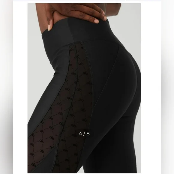 Alo Airlift Mesh High Waist Capri Celeste In Black Size Large - Picture 2 of 13